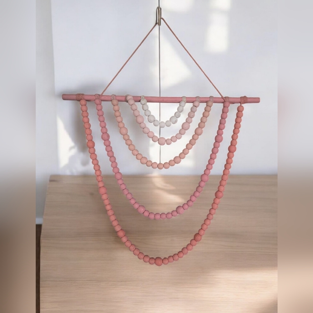 Hobby Lobby Pink and Cream Beaded Wall Hanging